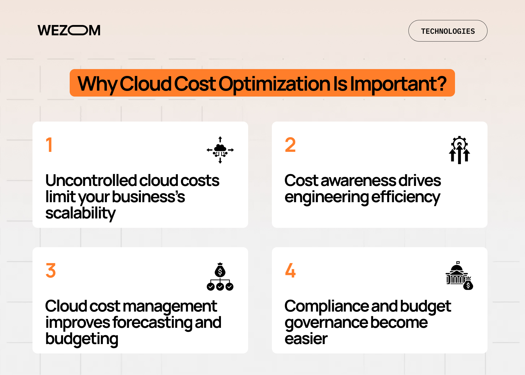 Importance of cloud cost optimization highlighting scalability, engineering efficiency, forecasting, and governance — FinOps best practices for cloud cost management Importance of cloud cost optimization highlighting scalability, engineering efficiency, forecasting, and governance — FinOps best practices for cloud cost management